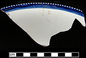 Edged bowl with molded beaded rim - Collected by George L. Miller in 1986 in Hanley.  Cannot be attributed to a specific pottery.